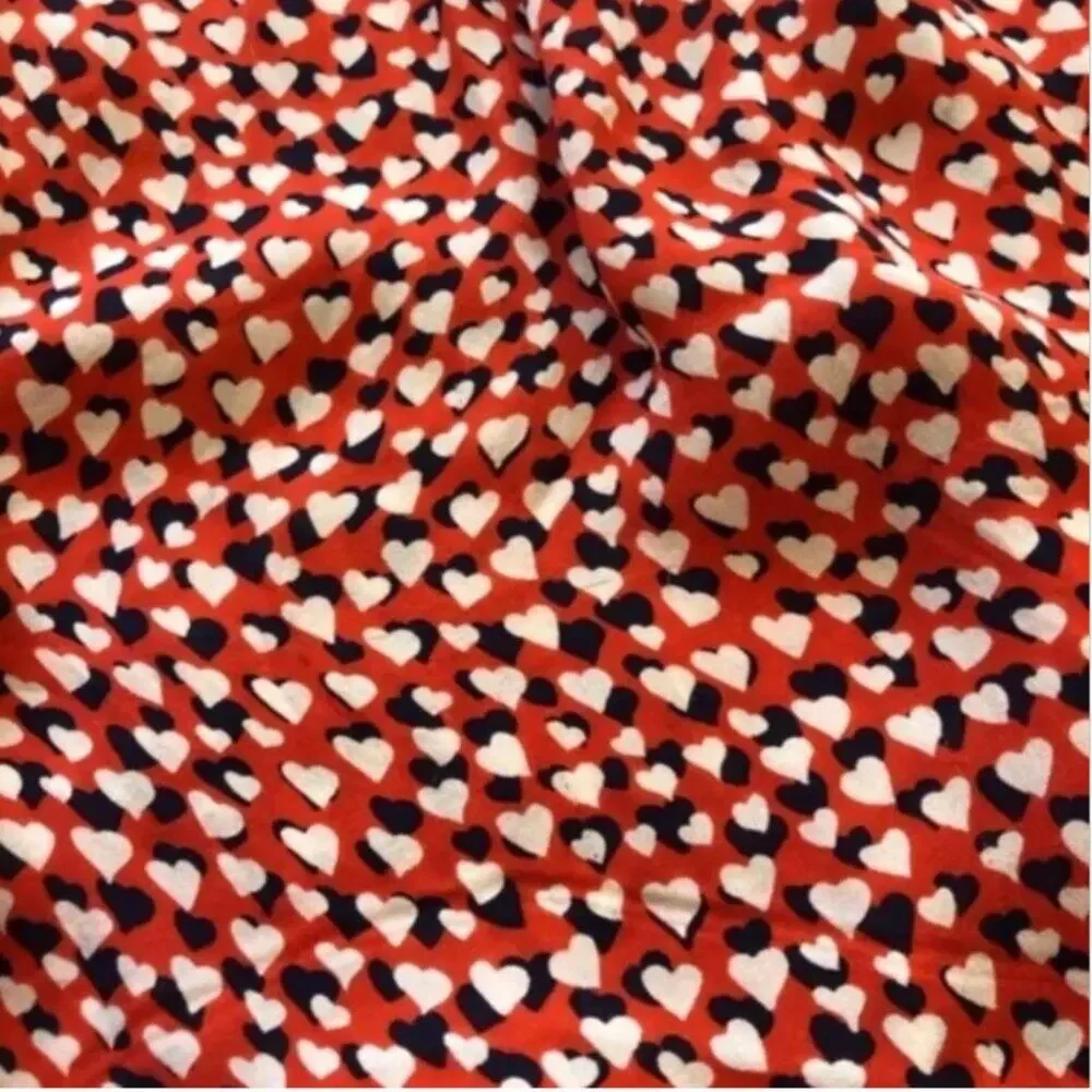 J. Crew Heart Print Off-the-Shoulder Silk Blouse